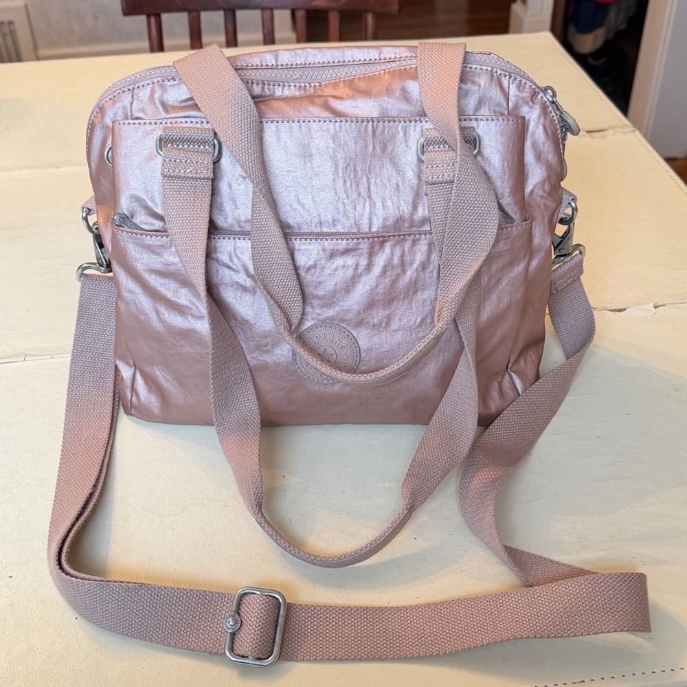 #Kipling rose gold bag